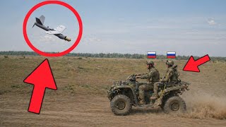 FPV Drone Hits Quad Bike Carrying Russian Soldiers They Jump Off While Burning!
