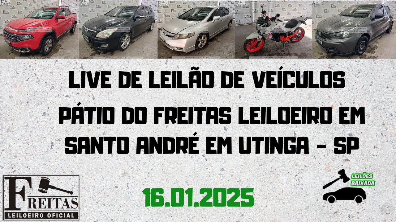 LIVE DE LEILÃO DE VEÍCULOS NO PÁTIO DO FREITAS LEILOEIRO DIA 16.01.2026