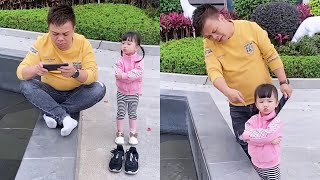 Daughter Throws Dad's Shoes Into Pool #funny #funnydaughter #cutebaby #fatherlove