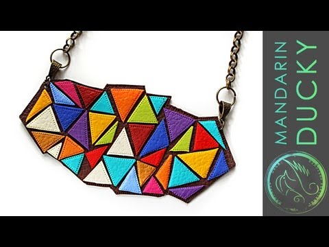 STATEMENT NECKLACE – from polymer clay (Leather cutout effect) – ポリマークレイ,폴리머 클레이