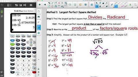 Simplifying Square Roots: Largest Perfect Square Method