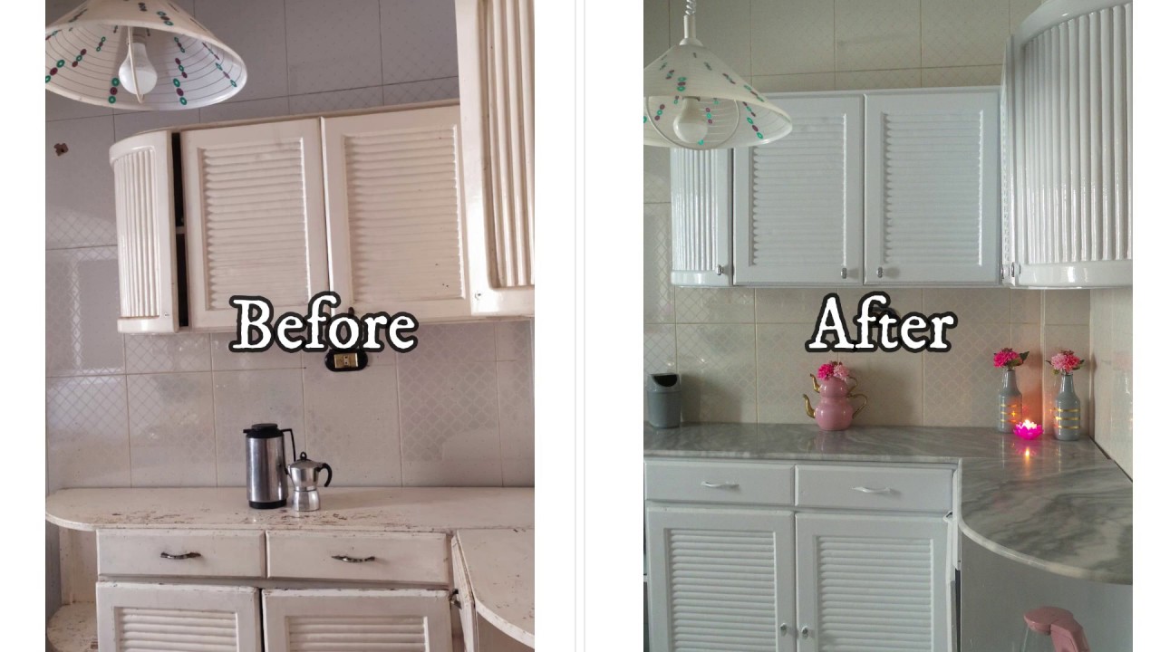 جددت مطبخ ماما - DIY How to Paint Kitchen Cabinets - YouTube