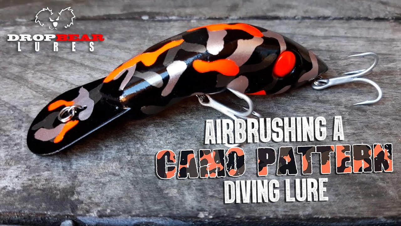 camo pattern fishing lure Bass Popper Size 2 side across the surface Fly Fishing Lure Camouflage 27