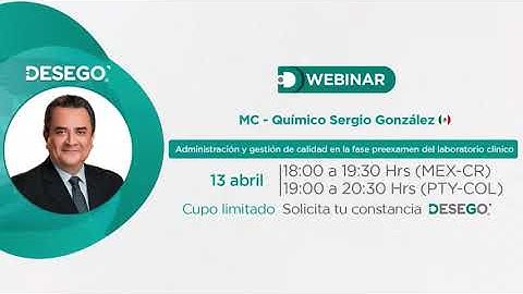 Webinar Abril 2023: Administración y Gestión de Calidad en la Fase Preexamen del Laboratorio Clínico