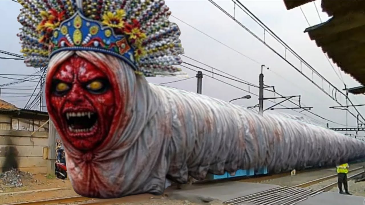 KERETA API BERUBAH JADI POCO NG RAKSASA MENYERAMKAN‼️ Warga Panik di Perlintasan 😱