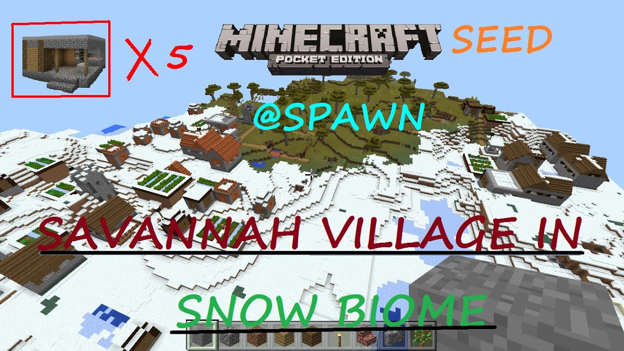 MCPE 1.0.0 - TRIPLE SNOW VILLAGE AT SPAWN SEED | 5 BLACKSMITHS 3 SNOW ...
