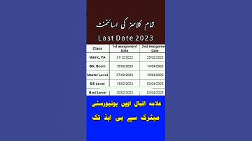 Aiou Assignments last date 2023 || Aiou Assignment Schedule Autumn 2023   #short #trending