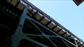 Parked car speared by subway debris in the Bronx