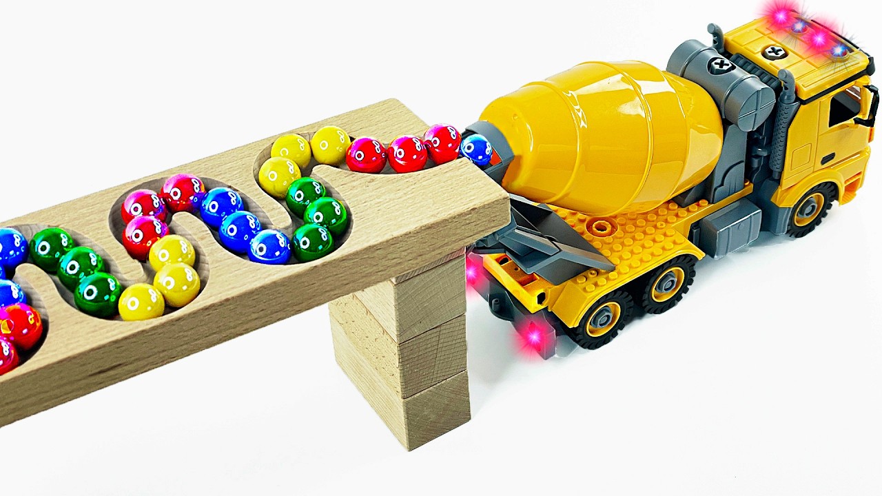 Marble Run ASMR Race ☆ HABA Slope & Dump Truck Excavator Ambulance Forklift Garbage Truck Tractors