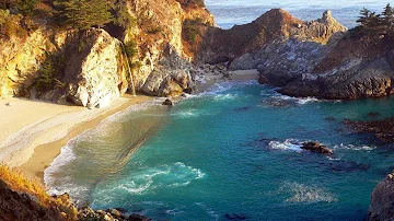 ♥♥ Relaxing 3 Hour Video of a Waterfall on an Ocean Beach at Sunset