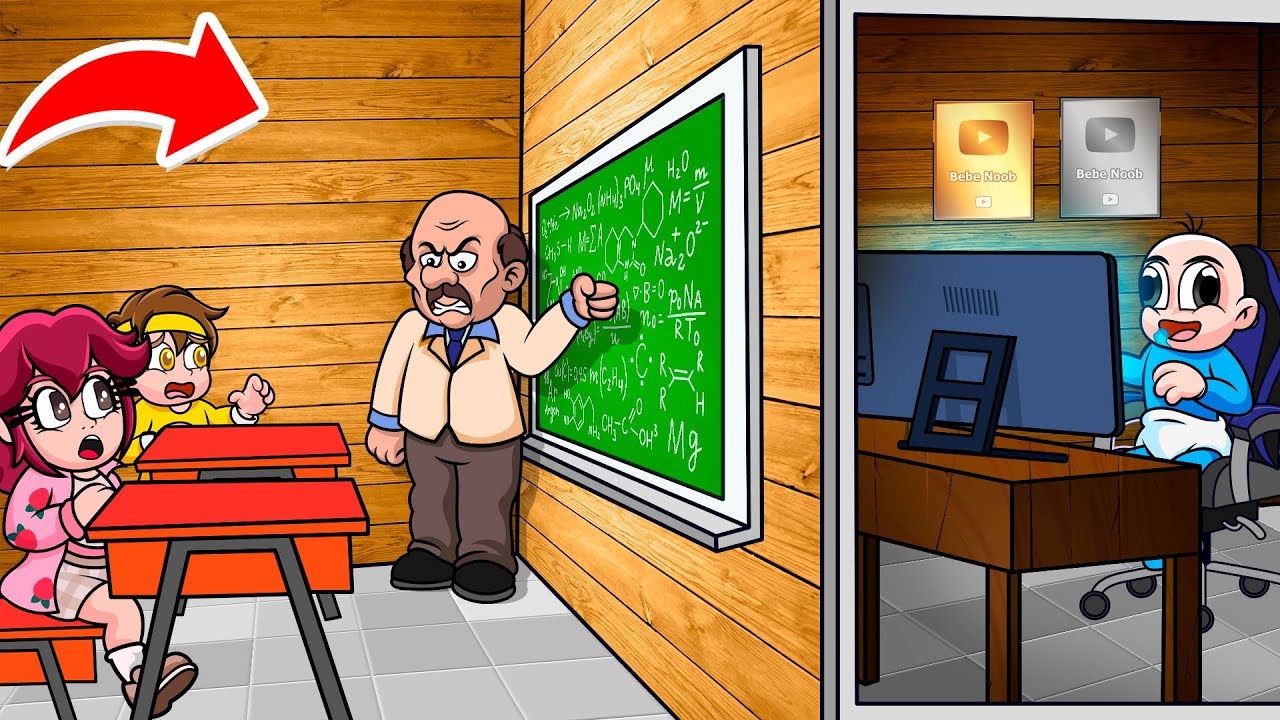 HICE una HABITACIÓN SECRETA para ESCONDERME del PROFE 😱 BEBÉ NOOB en MINECRAFT