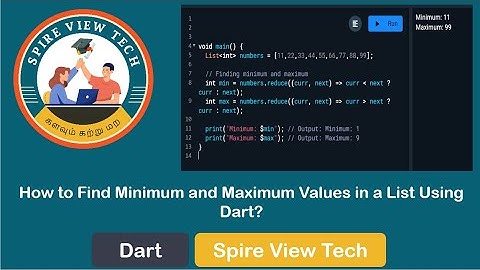 Find Minimum and Maximum Values in a List Using Dart | Dart Programming Tutorial | Spire View Tech