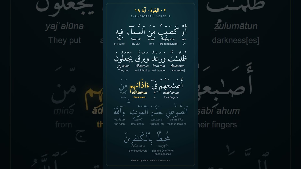 Al-Baqarah 2:19 — Word by Word (slow) | Arabic, Transliteration & Meaning