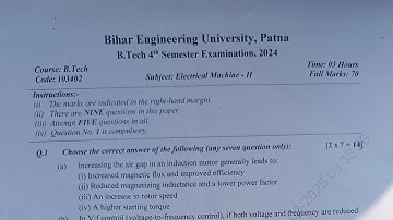 Electrical machine 2 pyq 2024 bue 4th semester 103402