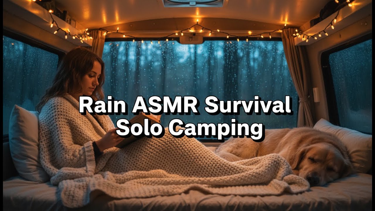 SOLO FEMALE Van Life: VIOLENT Rain Storm Stealth Camping with Dog | Cozy ASMR Survival
