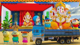 GTA V: Franklin & Shinchan Grand Ganesh Setup 100 Ft Idol Pandhri | Ganesh Chaturthi Special Ep 3 screenshot 5