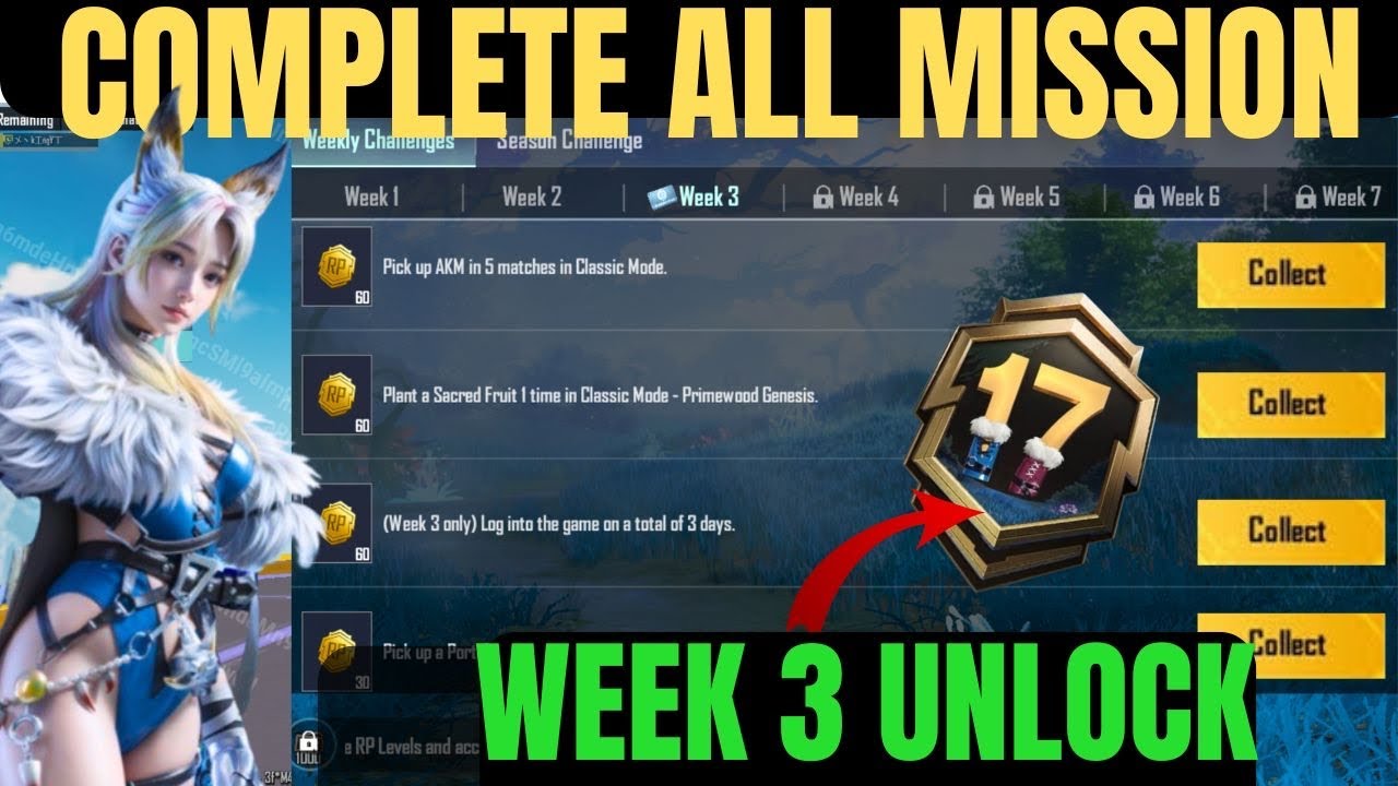 WEEK 3 A17 ROYALE PASS COMPLETE ALL MISSION PUBG MOBILE/BGMI | A17 RP WEEKLY MISSION