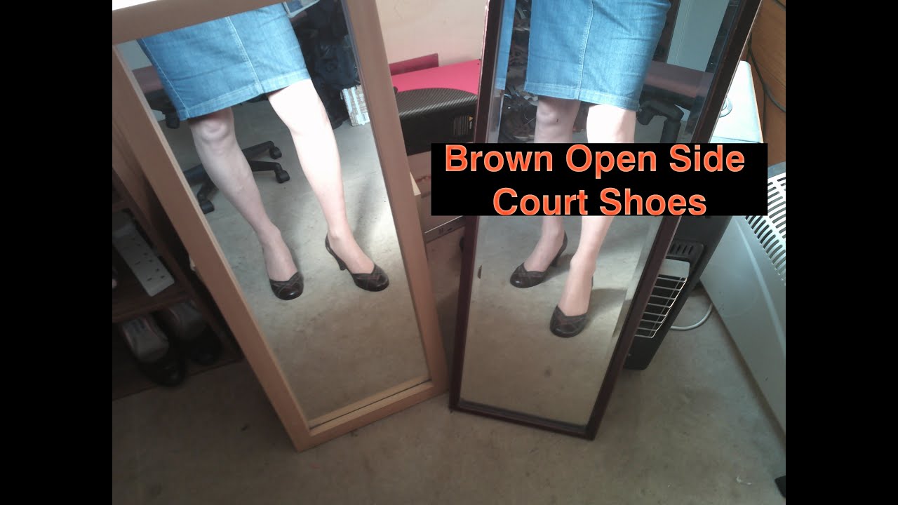 Brown two tone shoes with sexy revealing sides