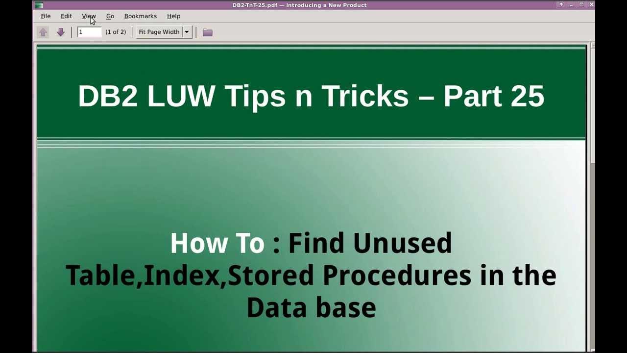 DB2 Tips n Tricks Part 25 - How to Find unused tables,indexes or stored ...