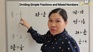 dividing simple fractions and mixed numbers tagalog