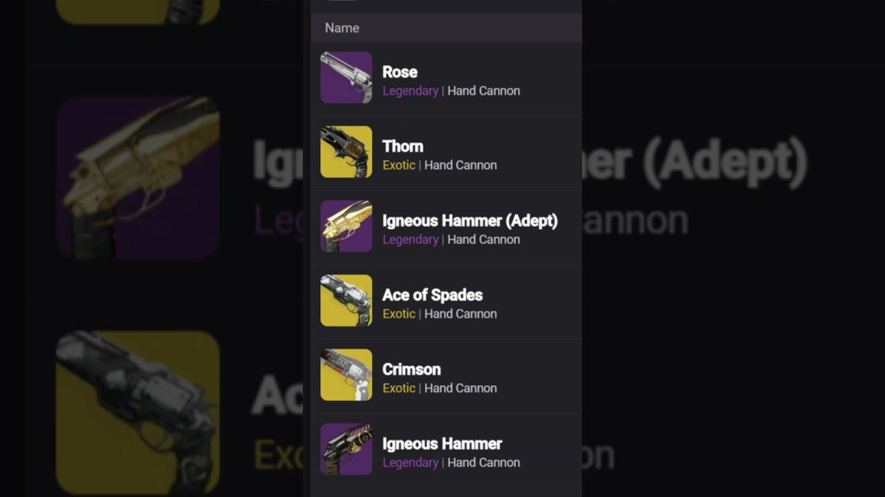 Top 5 most used Hand Cannons in PvP | 