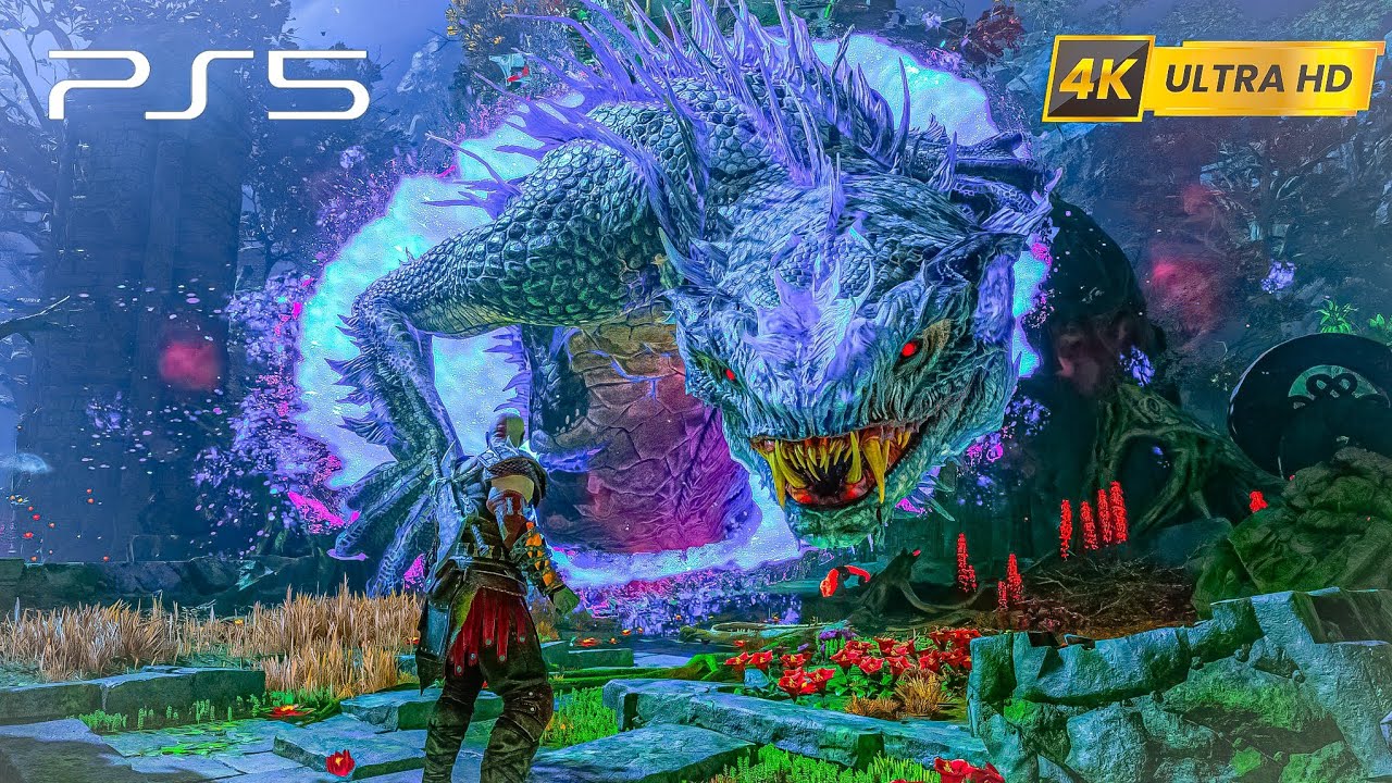 God of War Ragnarok PS5 Version 4K HDR kratos vs nidhogg Epic Boss ...