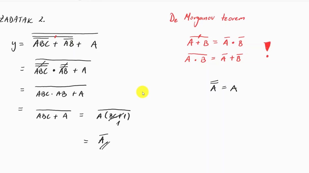 Logička algebra (Boole) - primjeri 3 (De Morgan)