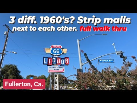 3 different 1960's era? vintage strip malls next to each other in