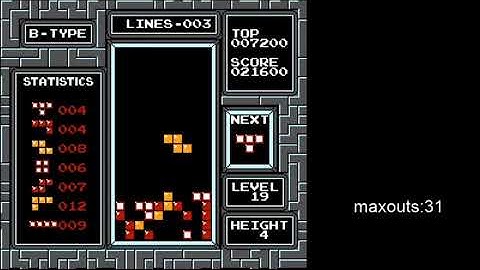 Completing 19-4 WITH DAS in NES Tetris (8th person ever)