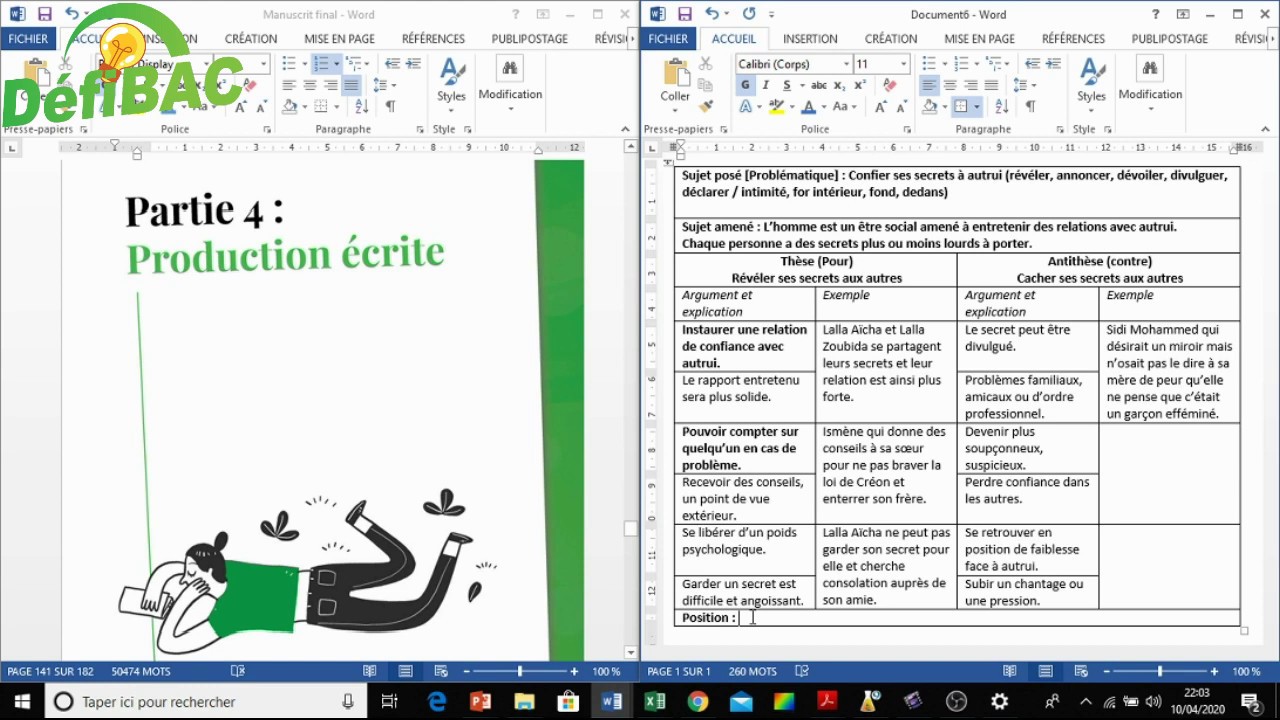 Production écrite - Révéler ses secrets aux autres (plan dialectique) - [Première BAC]