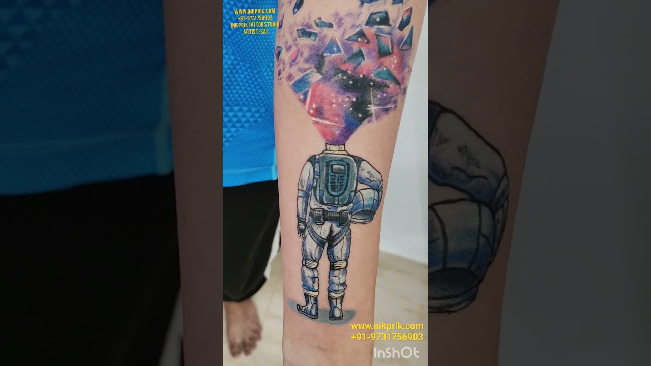 Astronaut Space Burst Tattoo, 