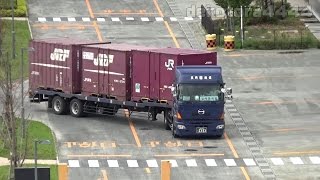 笠岡通運 日野プロフィアトレーラーJRコンテナ - YouTube