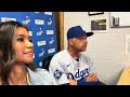 Dave Roberts reacts to the comeback 5-4 win over the Padres