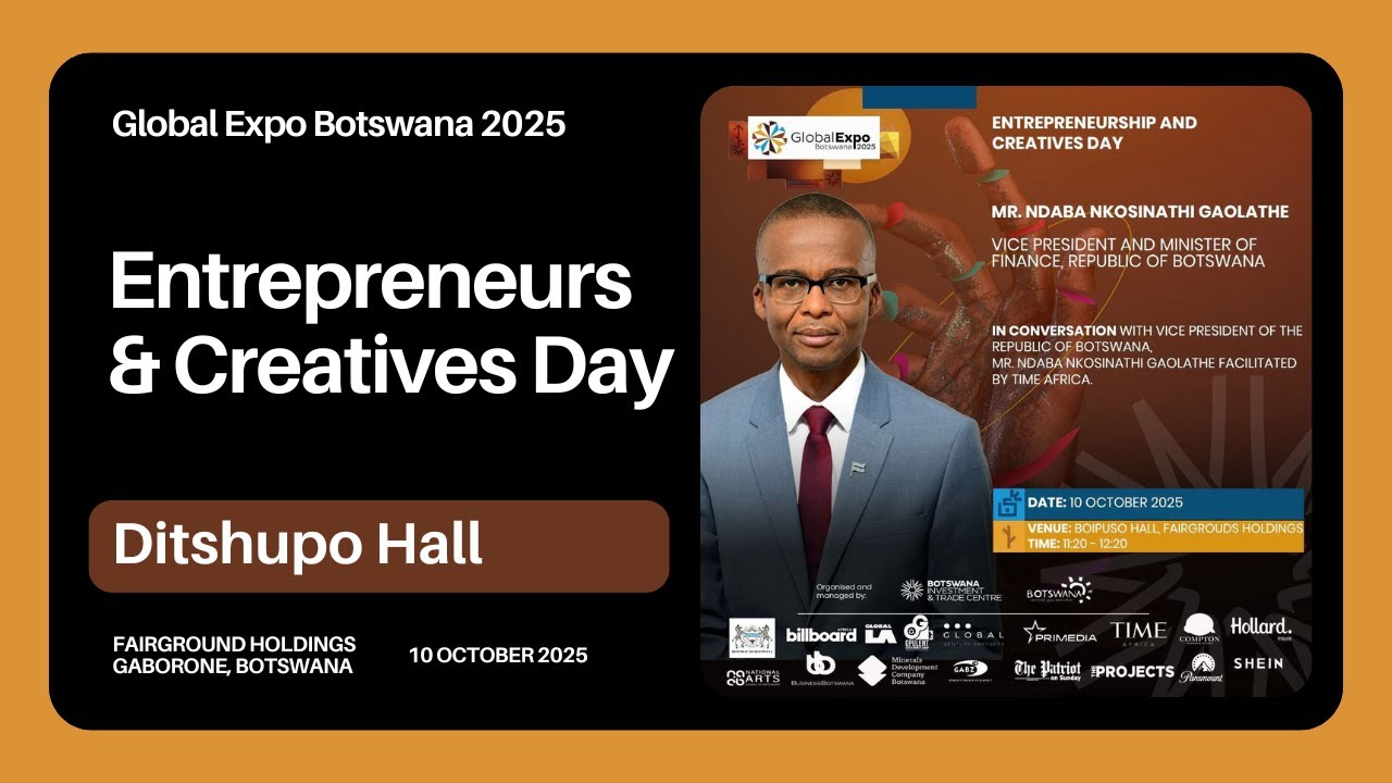 Still from Global Expo Botswana 2025 | Entrepreneurs & Creatives Day, Ndaba Gaolathe, Josh Wilson, Time Africa