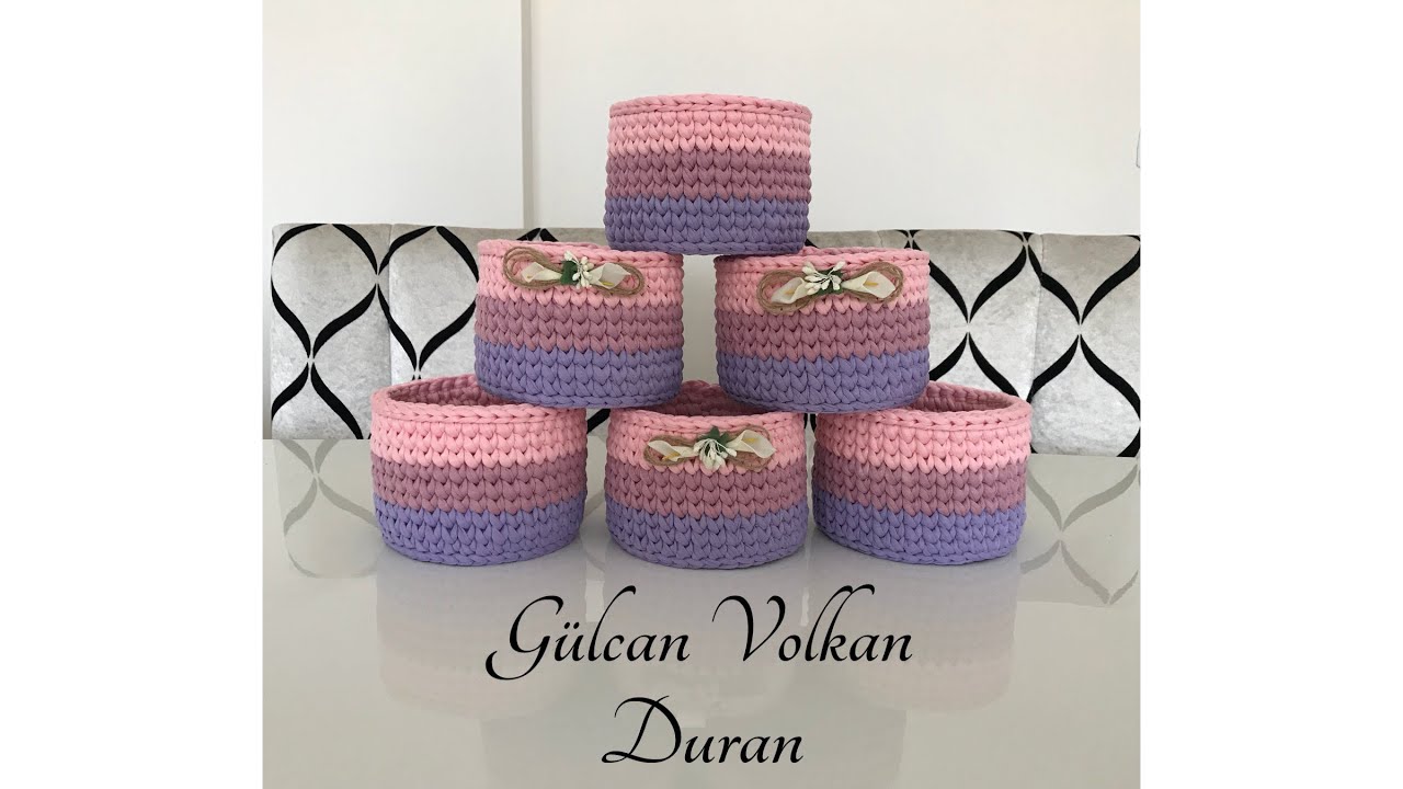 Penye İp İle Renkli Yuvarlak Sepet Yapımı -2