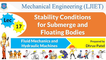 L 17 Stability Conditions for Submerge and Floating Bodies | Fluid Mechanics | Mechanical