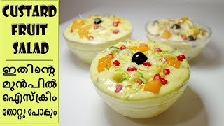 ഈസി കസ്റ്റാർഡ്  ഫ്രൂട്ട് സാലഡ് | custard fruit salad malayalam | fruit salad recipe malayalam