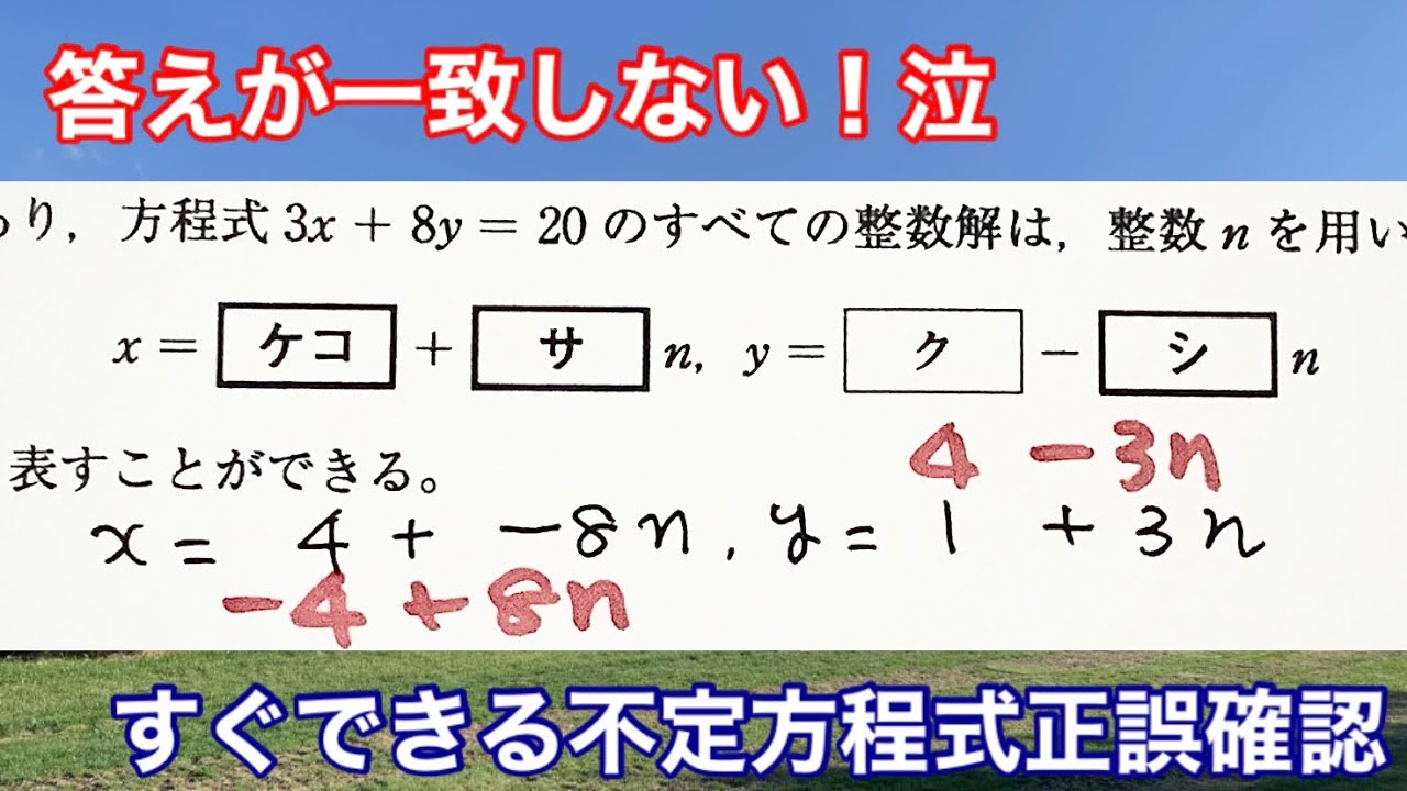 模範解答と一致しない不定方程式の答えの確認方法 | 数学のコツ壺