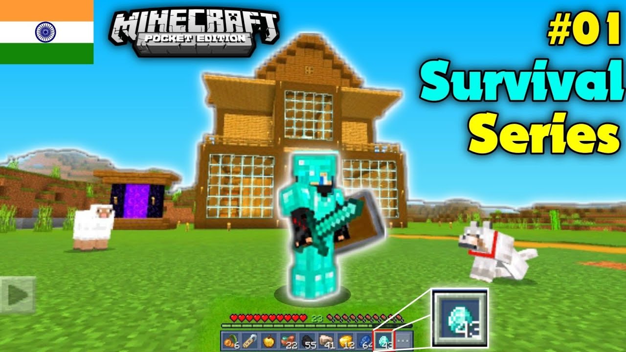 MINECRAFT PE Survival Series Ep-1 in Hindi 1.20 | Made Survival House ...