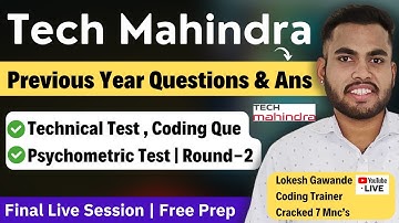 Tech Mahindra Technical & Psychometric Test | Final Live Session | Coding, Technical, Pseudo Code