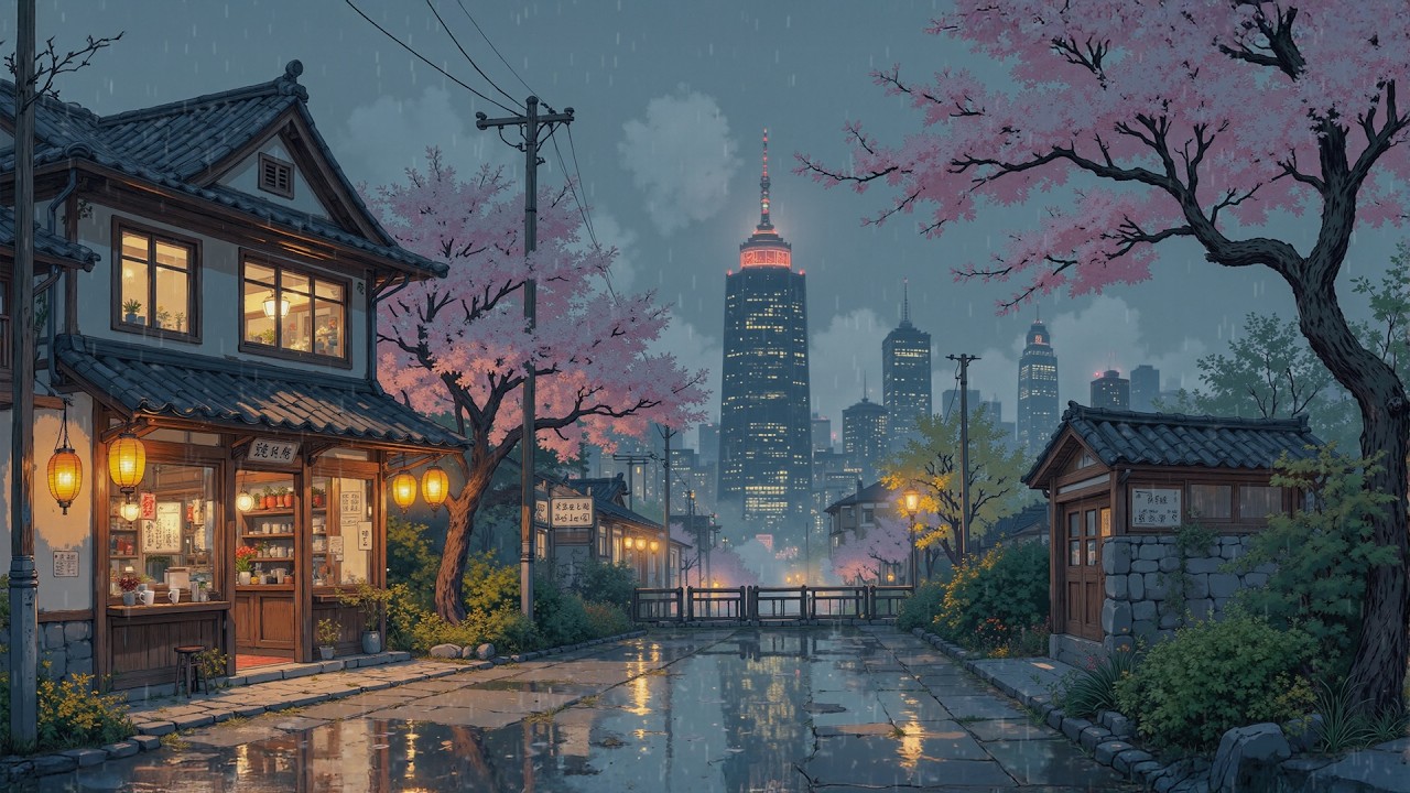 Tokyo Rain Evening ☔ Warm Lanterns | Rainy Lofi Hip Hop Mix 🌧️ Lofi ...