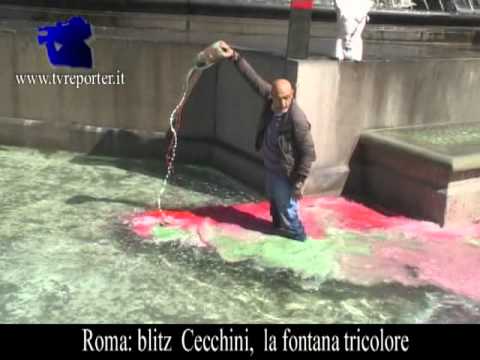 ROMA: BLITZ DI GRAZIANO CECCHINI, LA FONTANA TRICOLORE