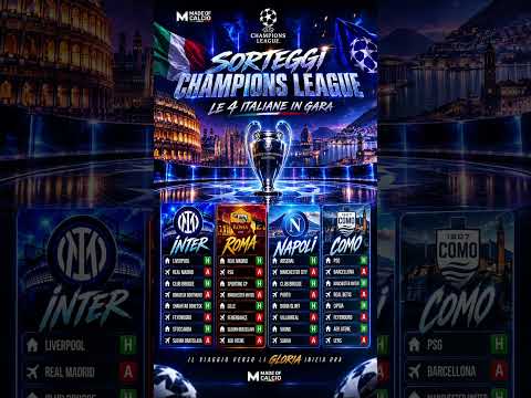 Video SORTEGGI CHAMPIONS: LE 8 AVVERSARIE DI INTER, ROMA, NAPOLI E COMO ??