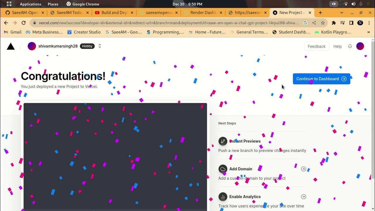 Finally saeeam open ai chat gpt project successfully depoly in server