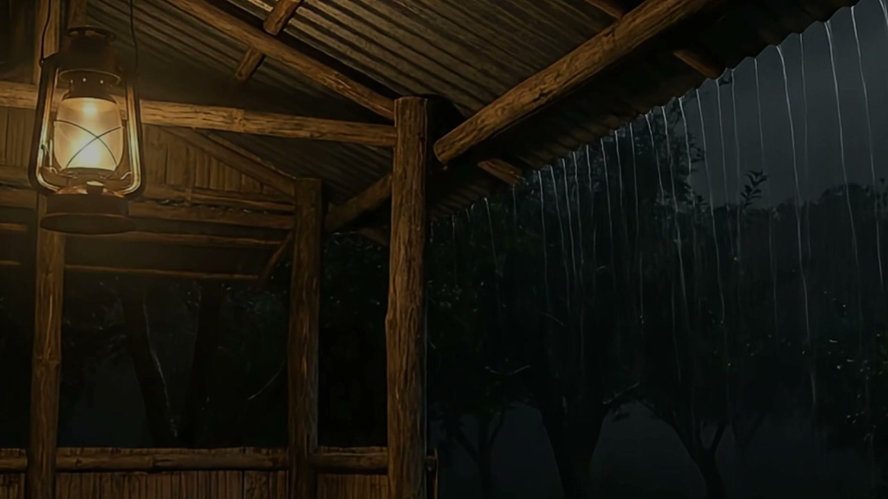 Continuous Night Rain Under a Tin Roof | 8 Hours Sleep Sounds