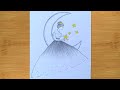 How to draw a beautiful girl sitting on the moon//EASY STEP BY STEP FOR BEGINNERS