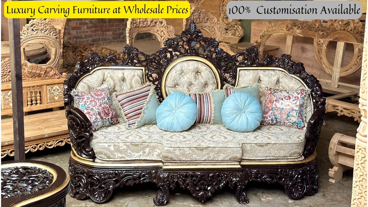 Luxury Carving Furniture Factory Teakwood Sofa Dining Table Swing Beds Chairs at Wholesale Prices
