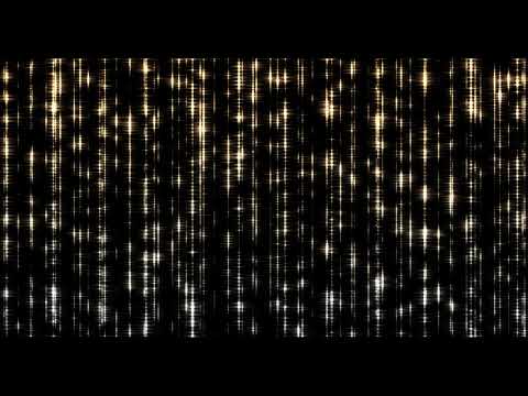 Golden of particles falling down on a black background. Beautiful decorative screensaver.