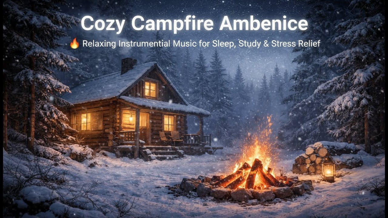 Cozy Cabin Night | Relaxing Piano & Guitar by the Fireplace