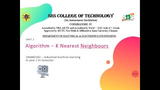 K Nearest Neighbour  | Industrial Machine Learning | SNS Institutions